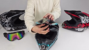 SPARK DOT Youth Motocross Helmet Kids Dirt Bike Helmets - Full Face, Lightweight & Breathable for Off-Road E-Bike BMX MX ATV (with Gloves Goggles Mask) 4Pcs Set, Large(59-60cm), Blue