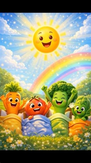 Wake Up Song 🌈 | Kids Morning Routine with Veggies | Brush Teeth & Breakfast Song