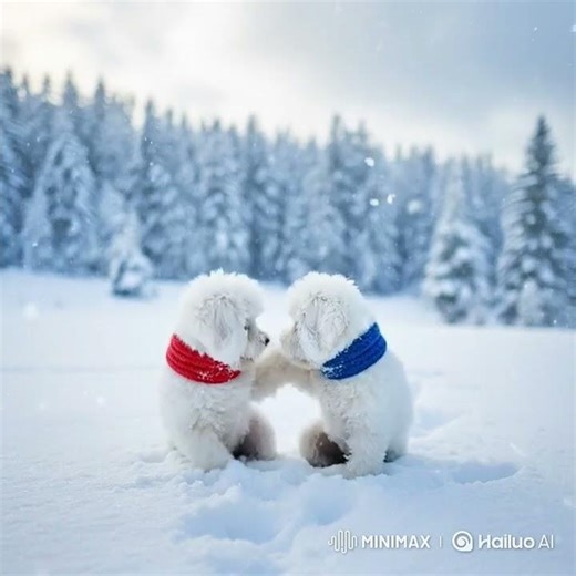 A comfortable video shows two really cute puppies hugging?