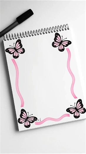 Cute Pink Butterfly Border #shorts #borderdesign #frontpage #backtoschool #stationeryaddict