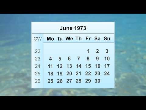 June 1973 Calendar