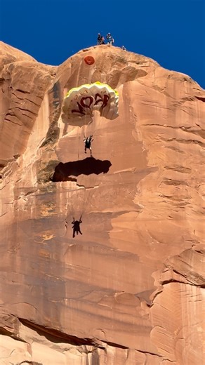 34K views · 10K reactions | This. Is. Crazy. #view #shadow #lighting #insane #crazy #danger #fun #birthday #vacation #utah #arizona #montana #wyoming #fear #yes #love #moab #arches #nationalpark #nature #fly #feel #travel #motivation #beauty | Tandem BASE Moab | Facebook