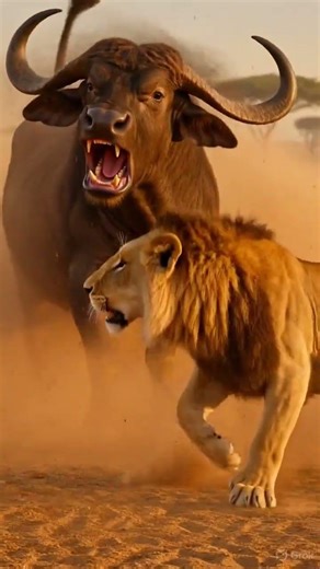 Furious Mum Buffalo Tramples Lion Flat – Saves Her Calf in Brutal Revenge!