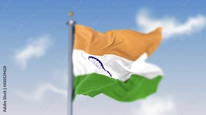 Indian Flag on flag pole waving realsitic 3d animation