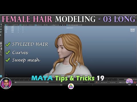 Modeling STYLIZED LONG HAIR in Maya | Female character #tipsandtricks #mayamodeling #hairtutorial