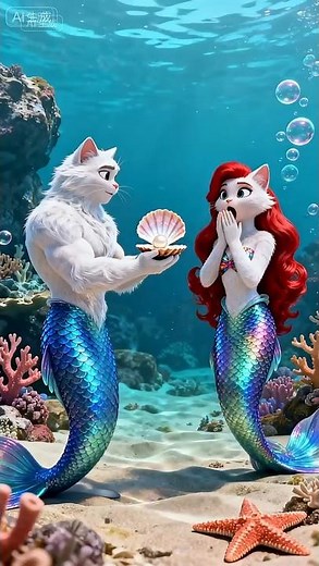 He Transformed into a Human to Save His Caged Mermaid Love! 💔✨ #kitten #funny #animation