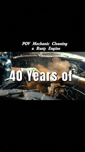 POV Mechanic Cleaning a Rusty Engine