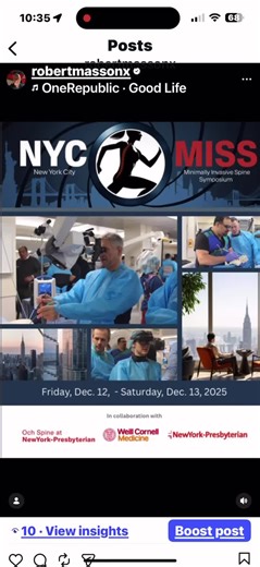 #miss #spinesurgery #healthylongevity #innovationinmedicine #minimallyinvasivespine #surgicalexcellence #tipofthespear #nyc #grateful | Robert Masson MD