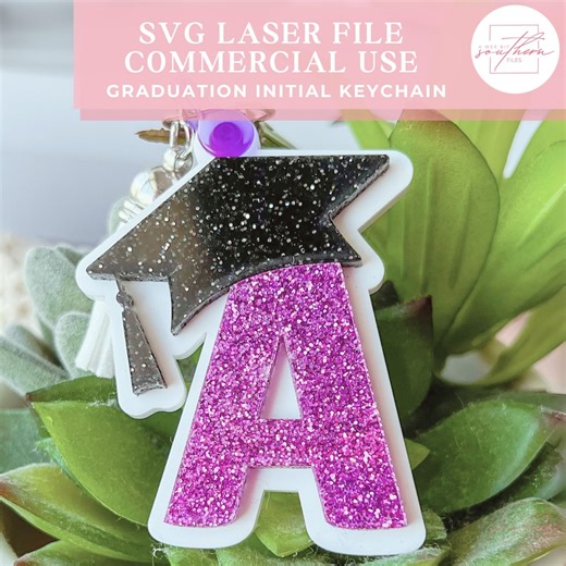 Graduation Keychain SVG | Personalized Senior Gift | Initial With Graduation Cap Laser File | Acrylic Keychain SVG | Senior Year Keepsake - Etsy