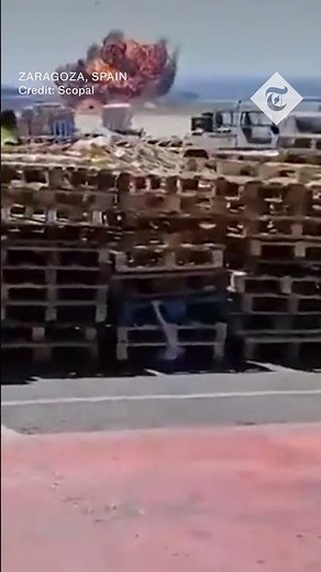 Fighter jet crashes and explodes in Zaragoza, Spain