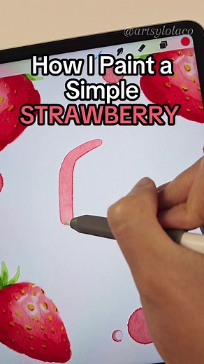 Realistic Watercolor Style Strawberry Painting Tutorial