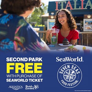 Buy a SeaWorld ticket, get a second Florida park Free! Enjoy a variety of fun and excitement, and experience classic events like SeaWorld Seven Seas Food Festival! | SeaWorld Orlando