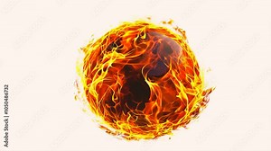 A swirling ball of fire with intense flames isolated on a transparent background, perfect for creative design and animation projects.