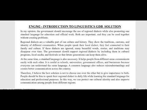 ENG502 GDB Solution 2026 | Introduction to Linguistics Virtual University (VU)