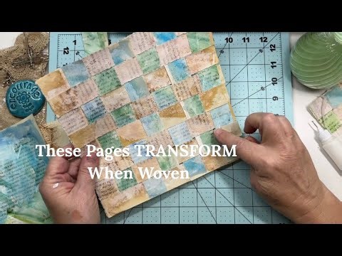 ASMR Junk Journal Tutorial | Weaving Book Pages with Gesso, Watercolor & Distress Ink