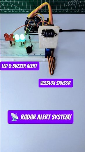 🔍 Radar System with VL53L0X & Arduino 🚨 LED + Buzzer Alert | Live Distance 📏#Arduino #VL53L0X #Radar
