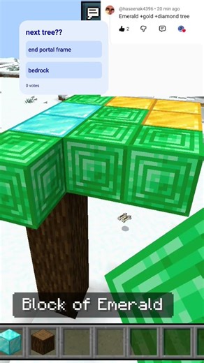 tree building challenge day 2 emerald+gold+diamond tree #trending #shorts #ytshorts #minecraft