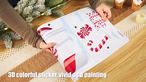 3 Sheet 35.4 x 11.4 Inch Large Christmas Candy Cane Window Clings