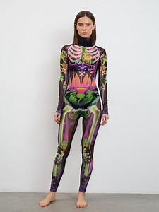 Buy Trendy Skeleton Bodysuit - Sheer Mesh With Cool Tattoo Effect. Author's Print Bodysuit - Transparent Mesh Costume Halloween Style Online in India - Etsy