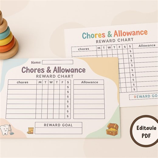Kids Chores & Allowance Chart • Editable Reward Tracker • Weekly Routine • Children Responsibility Chart • Printable Family Planner PDF - Etsy