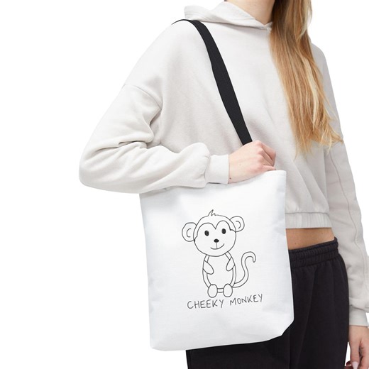 Cheeky Monkey Shopper Tote Bag - Hand Drawn Carrier With Animal Pun - Etsy