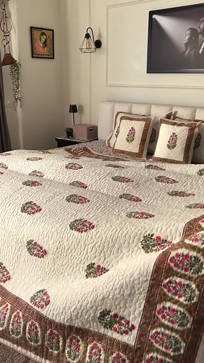 1K views · 12 reactions | Wrap yourself in luxury with Ambiya’s handprinted bed sets! ✨ Crafted by artisans with love, these soft and breathable sheets make every morning cozier. Sustainability, craftsmanship, and comfort—all in one. Because those extra 5 minutes in bed? They just got better. ️ Shop now! | Ambiya | Facebook