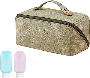 Large Capacity Travel Cosmetic Bag, Multifunctional Makeup Bag for Easy Access, Waterproof Large-capacity Travel Cosmetic Bag with Handle and Divider Travel for Women (Green)