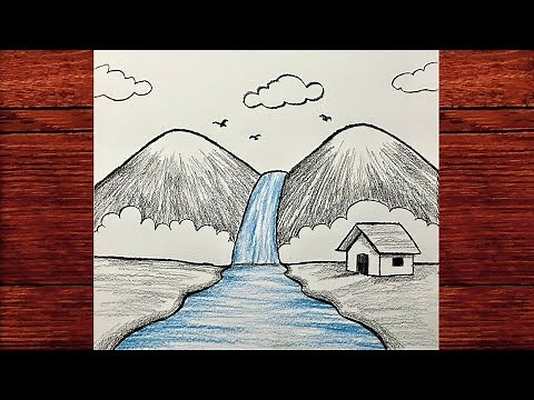 Çok Kolay Karakalem Manzara Resmi Çizimi Nasıl Yapılır - Çizim Mektebi Karakalem Çizimleri Adım Adım