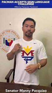 37K views · 79 reactions | Sen. Manny Pacquiao accepts the #GlobalLeadersChallenge as he takes part in a brief sign language session to celebrate the International Day of Sign Language. | ONE News | Facebook