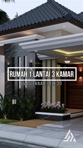 Desain Rumah 1 Lantai 3Kamar - Tanah 10x20 Dapatkan Denah+Tampak 3D + RAB Lengkap KLIK LINK BIO!!