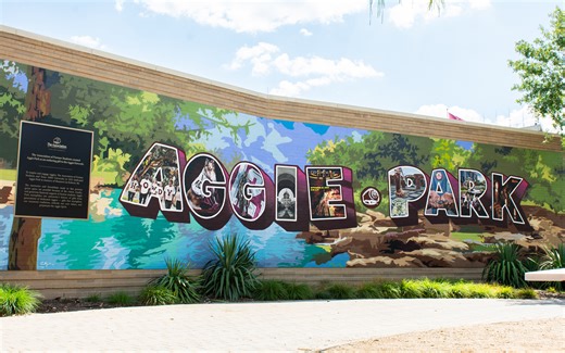 5.2K views · 86 reactions | One year ago today, the mural in Aggie Park was revealed. Dive into the meaning of the design here --> tx.ag/AggiePark  Cade Kegerreis, DVLVD Murals | The Association of Former Students | Facebook