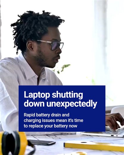 Is your laptop shutting down unexpectedly? It might be time to replace the battery. Here's how to tell if your battery's on its last legs: • Rapid battery drain — losing charge faster than usual • Unexpected shutdowns even when battery shows charge • Your laptop won't charge past a certain percentage • Overheating or swelling battery Don't let a failing battery disrupt your work. At Computech Solutions, we offer high-quality generic replacements that fit your laptop perfectly. Need a new battery