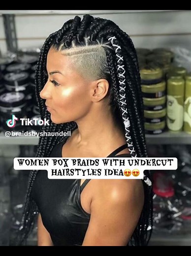 Stylish Box Braids with Undercut Hairstyle Ideas