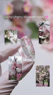 Water Droplet Cherry Blossom Nails 🌸💧🍃 #nailarttutorial #nails #spring