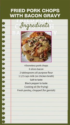 Fried Pork Chops with Bacon Gravy