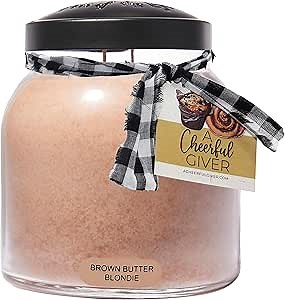 A Cheerful Giver - Brown Butter Blondies Papa Scented Glass Jar Candle (34oz) with Lid & True to Life Fragrance Made in USA
