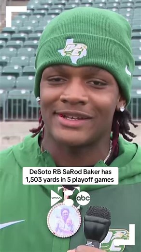 WFAA on Instagram: "DeSoto running back SaRod Baker is having an incredible postseason — but his sights are still set on a championship."