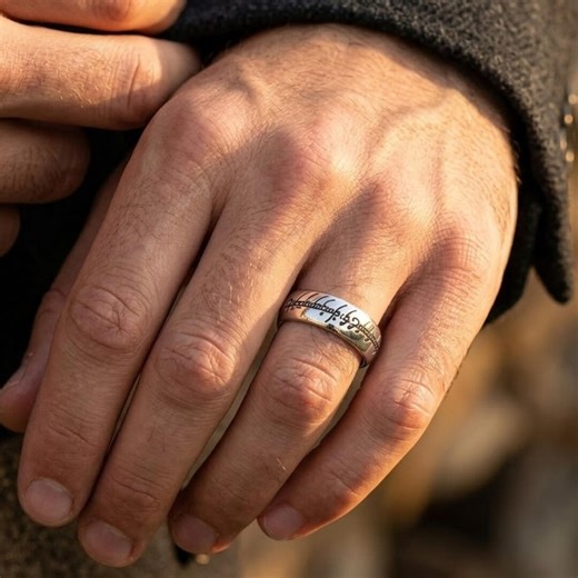 One Ring Sterling Silver Elvish Script Band, Tolkien Inspired Fantasy Jewelry - Etsy