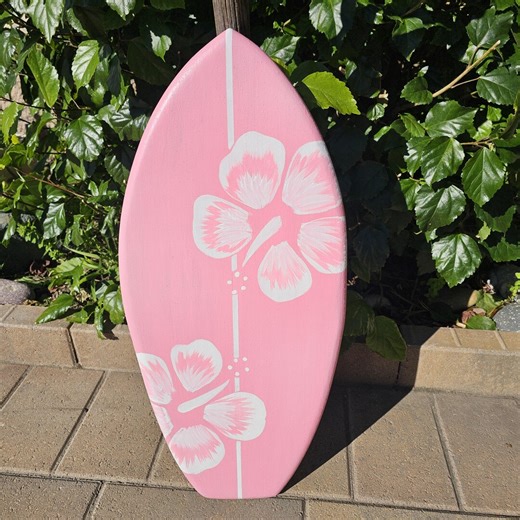 Pink Surfboard Wall Decor | Hibiscus Surf Board Art - Etsy