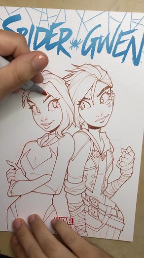 Process of drawing Gwen and Vi! #comicbookart #spidergwen #vi | Chrissie Zullo Uminga