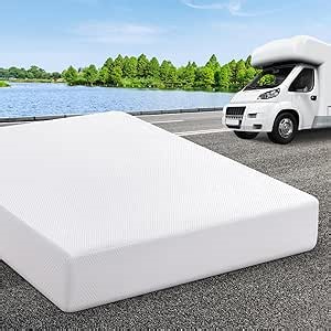 RV Mattress Short King 10 Inch Memory Foam Mattress, Premier Cooling Green Tea/Gel Medium Firm Bed Mattress in a Box for Camper/Trailer/Truck, Deep-Sleep Certified Mattresses Made in USA 80'' x 72''
