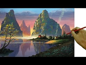 Sunset on Beautiful Mountains | Step by Step Easy Acrylic Landscape Painting Tutorial