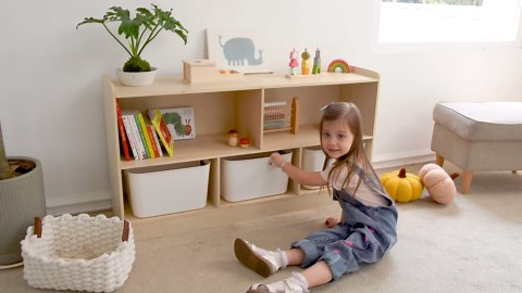 Leeshyah 5-Section Wooden Toy Shelf for Kids, Montessori Shelf Storage with Open Shelving & Customizable Layout | Safe, Sturdy Design for Kids Room, Classroom & Playroom