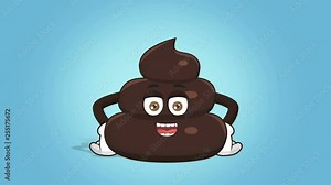 Cartoon Funny Brown Poop Turd Speak Speaker with Face Animation Alpha Matte