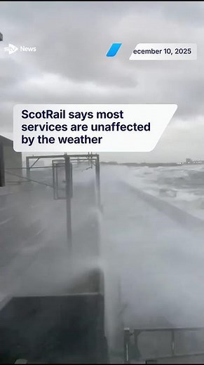Storm Bram sends waves over railway at Saltcoats
