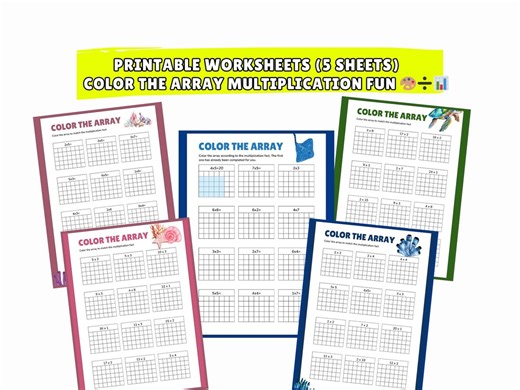 Title Printable Multiplication Arrays Worksheets | 60 Color the Array Task for Kids Math Practice - Etsy