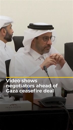 Video from inside a negotiating room in Egypt shows Qatari, Turkish and Egyptian officials along with Hamas representatives, ahead of the announcement of an initial deal for a Gaza ceasefire. | Al Jazeera English