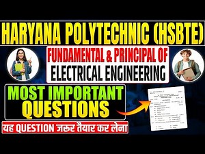 Fundamental & Principal Of Electrical Engineering Most Important Question ll Haryana Polytechnic