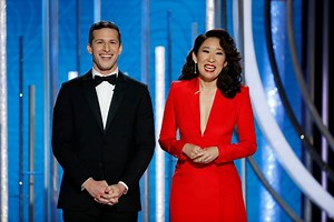 4.5M views · 50K reactions | "You fools are all about to get ROASTED!" Andy Samberg & Sandra Oh's opening monologue was the perfect start to the Golden Globes. | NBC | Facebook