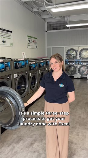 Clean laundry at Excel is only a simple 3-step process! 1. Load your clothes into the machine 2. Close and latch the door 3. Tap your card and select your cycle! #excellaundrys #laundromatgoldcoast #laundromat #laundromatbrisbane | Excel Laundry's